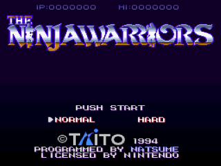 Ninja Warriors: The New Generation title screen for Super Nintendo